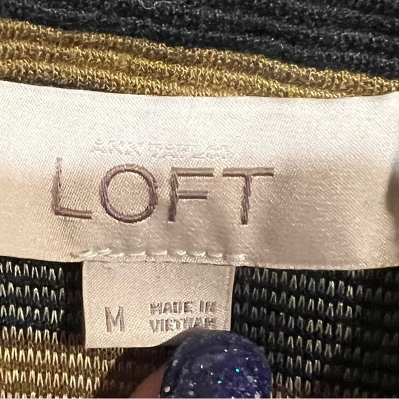 ANN TAYLOR LOFT Women's Black & Brown Striped Dress Size Medium - Picture 6 of 7